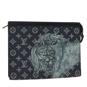 LOUIS VUITTON Navy Canvas Clutch Bag